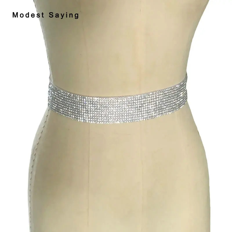 Очаровательные серебряные блестящие хрустальные свадебные Ремни с бисером 2017