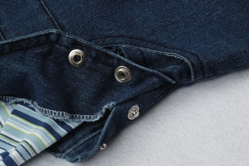 2pcs Denim Baby Clothing Set New Born Kids Overalls Boys Short Sleeve Striped Tops and Suspender Trousers Pant |