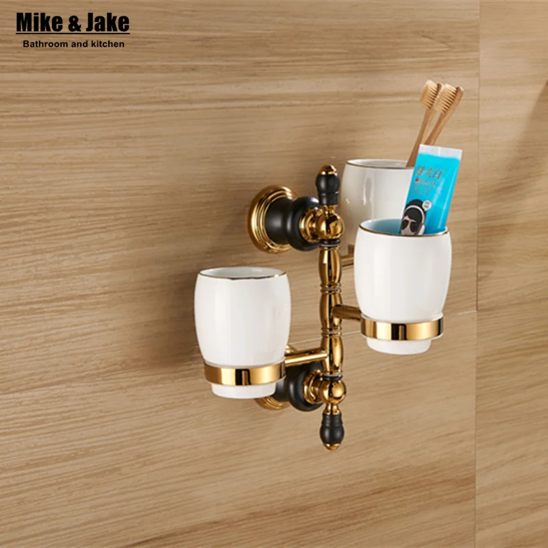 

Роскошный золотистый латунный держатель для чашки с тремя зубьями, золотистый держатель для зубной щетки, аксессуар для ванной комнаты