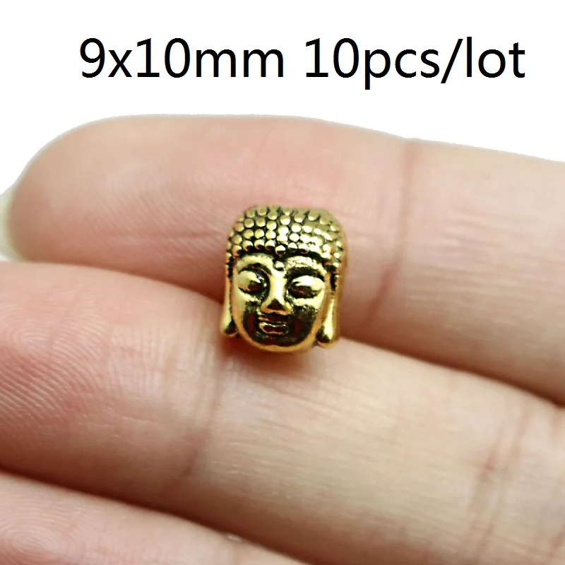 Buddha Gold 10 шт. металлические бусины-шармы тибетский Будда Леопард голова льва бусины для изготовления ювелирных изделий DIY браслет ручной работы аксессуары - Цвет: Buddha Gold