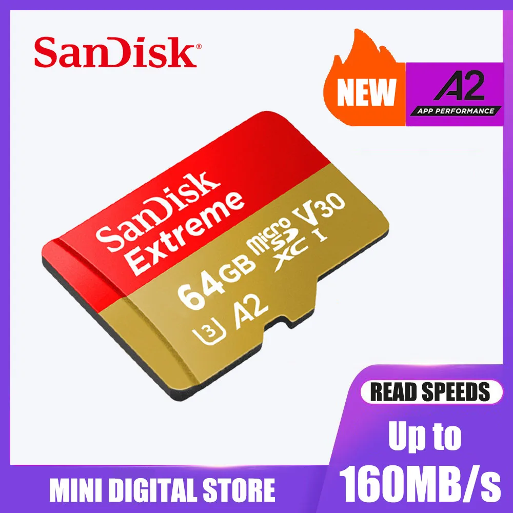 Новинка карта памяти Sandisk EXTREME PLUS microSD A2 64 ГБ 128 256 400 гб U3 V30 160 дюйма флэш TF