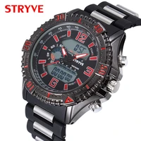 stryve s8004 fashion resin strap quartz watch large dial dual display waterproof calendar week mens sports watch