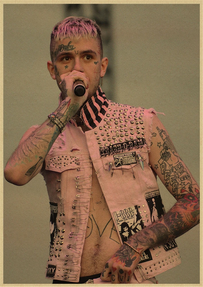 Рэпер Lil Peep плакат крафт-бумага наклейки на стену ВИНТАЖНЫЙ ПЛАКАТ качество для гостиной домашний декор