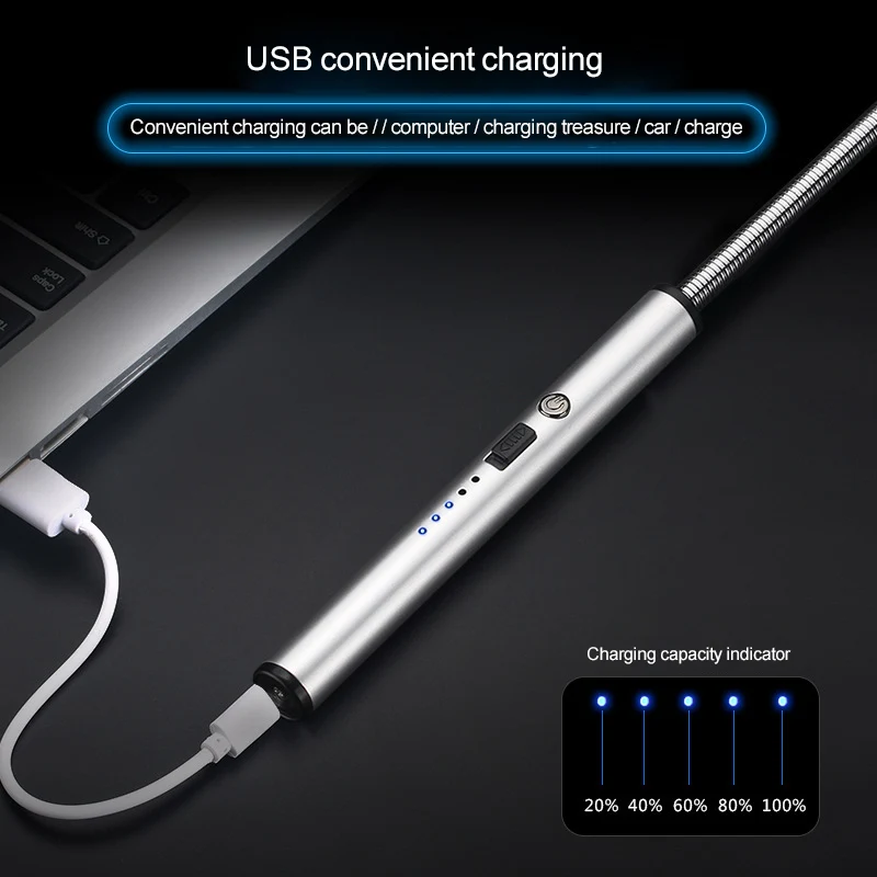 Usb зарядка Зажигалка длинная кухонная Зажигалка Ветрозащитная Электронная зажигалка плазменная импульсная дуга барбекю беспламенная зажигалка