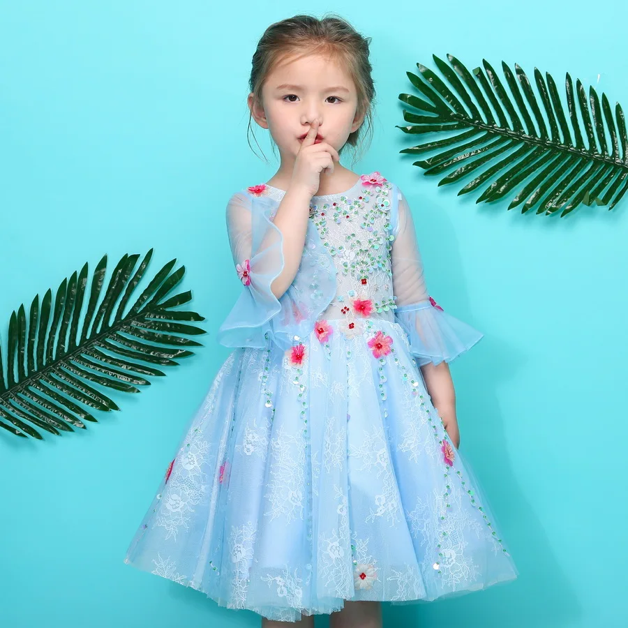 Ssyfashion новый сладкий цветок gril платья для свадьбы белое кружево аппликация 3/4