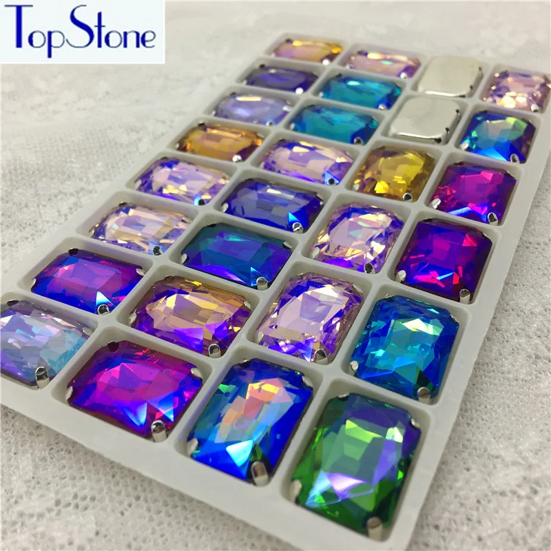 Смешать AB Цвет на горном хрустале прямоугольник восьмиугольное стекло камень в