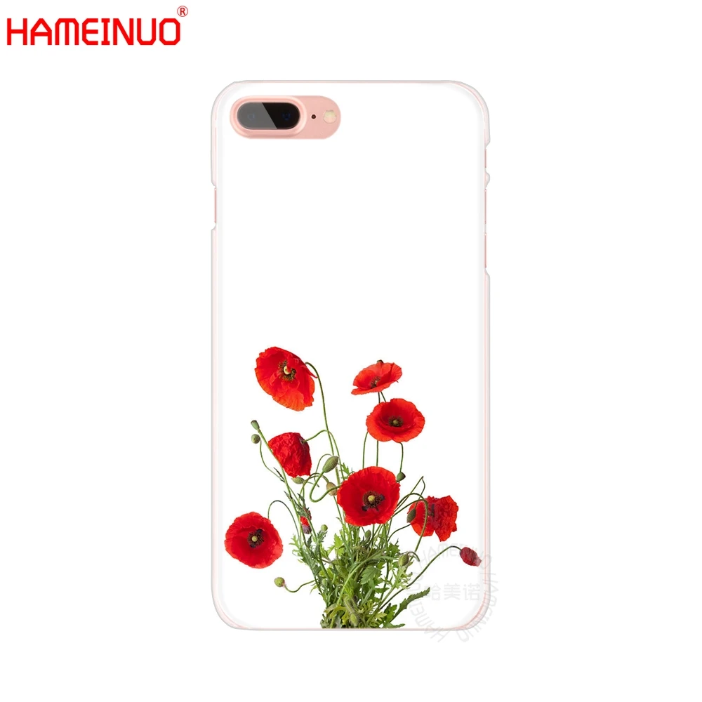 HAMEINUO чехол для сотового телефона с красным рисунком мака и цветами iphone X 8 7 6 4