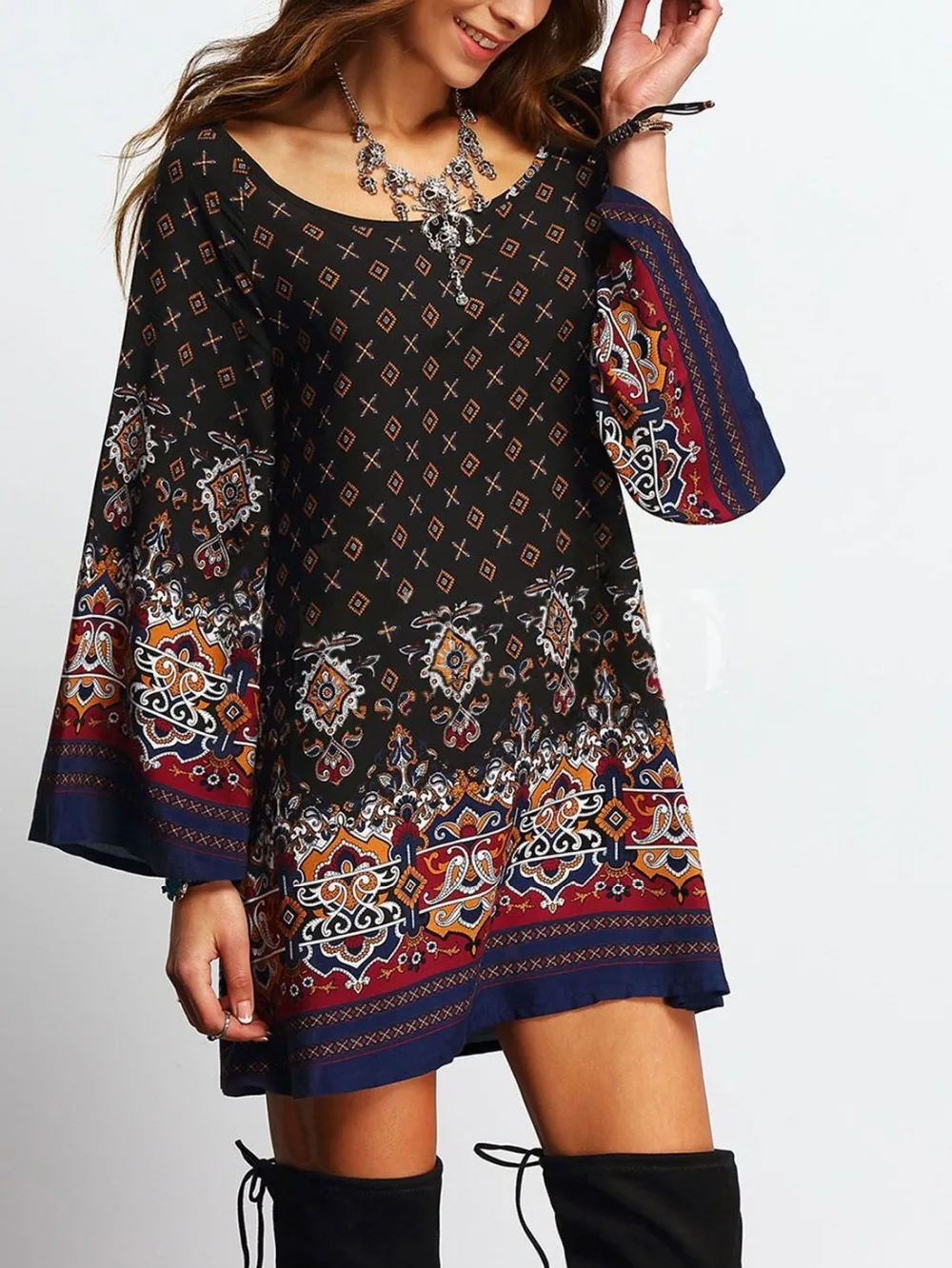 2018 женские Модные богемный Винтаж этнический Стиль свободные Повседневное