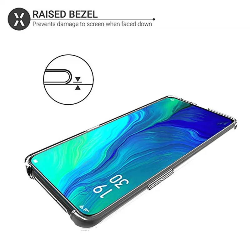 Противоударный чехол-бампер с 4 углами для OPPO Reno 10x Zoom прозрачный силиконовый