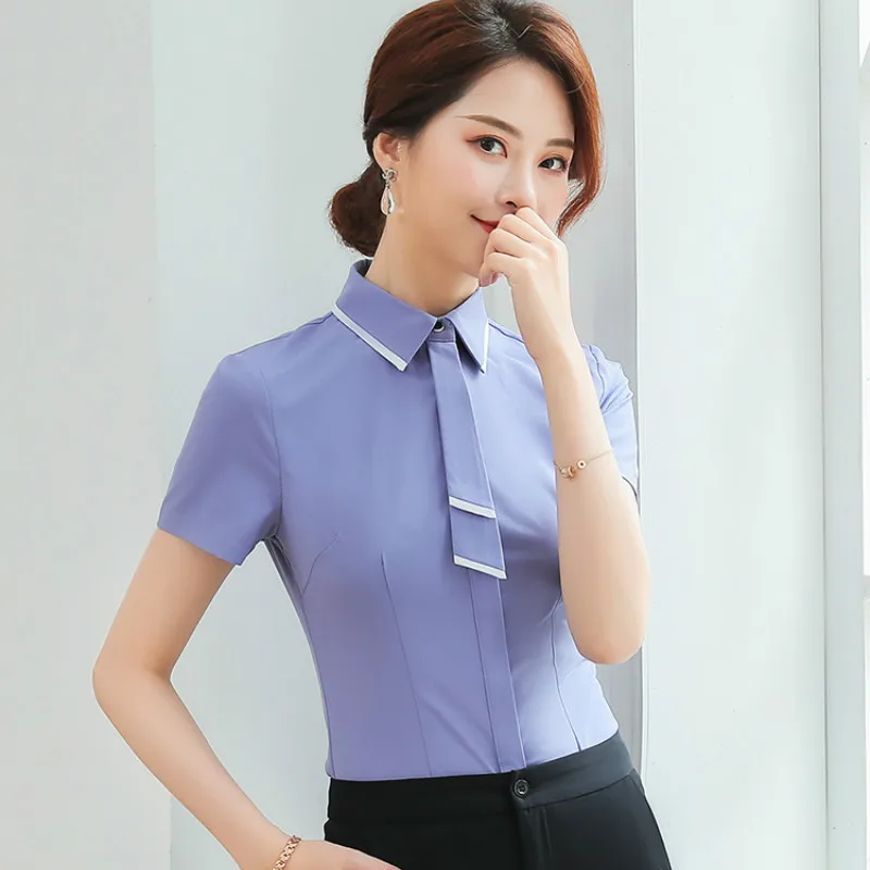 Women Tops 2019 Summer White Professional Shirt Short Sleeve Is Decorated with Clothes Temperament Large Size Women's Clothing | Женская