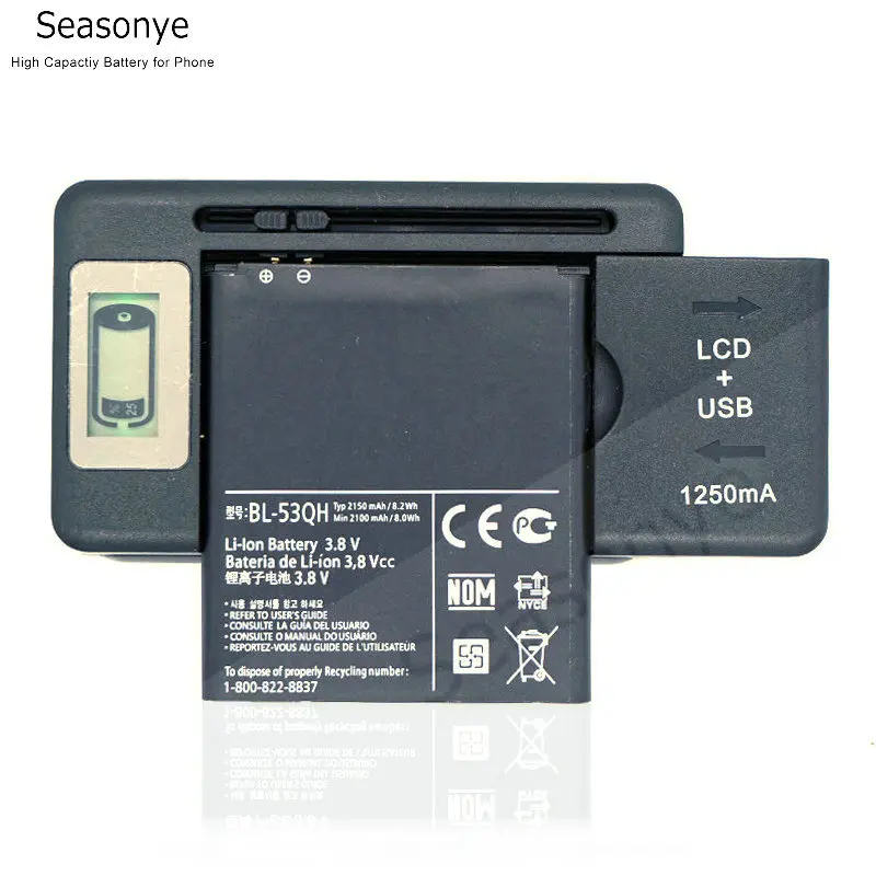 Seasonye 1x2150mAh/wh BL-53QH / BL 53QH BL53QH Сменный аккумулятор для LG Optimus L9 P769 P760 P765 P768 F200 F200L/S/K |