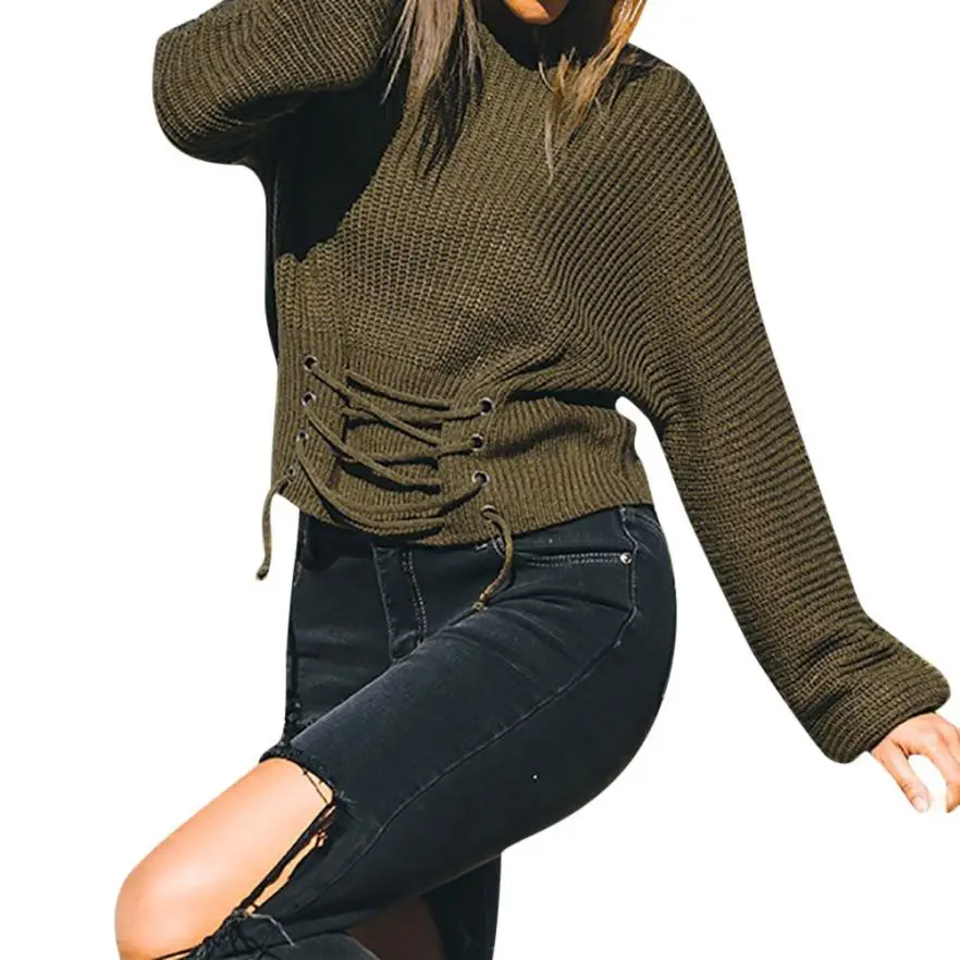 Осень-зима 2018 Новая модная женская одежда свитера однотонные топы с длинными