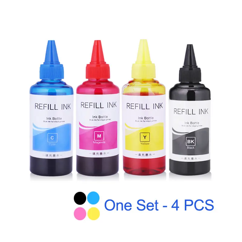 One Set - 4 Colors 4x100 мл универсальные чернила бутылка для hp 178 364 564 655 670 685 711 920 932 933 934 950 951 952 953 954 955 принтер чернила для hp - Цвет: One Set - 4 Colors