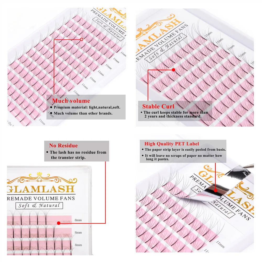 Накладные ресницы GLAMLASH синтетические ручной работы длинные стебли для широкого