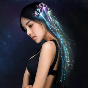 3 шт. разноцветные светящиеся кубики флэш-волоконные косы флэш-волосы шелковые светодиодные шелковые игрушки светится в темноте светящиеся игрушки украшения для девочек