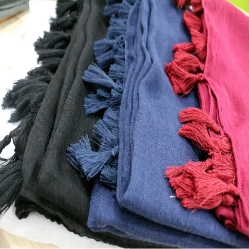

Hot sale plain hijabs viscose women solid shawl wrap large head scarf islamic ladie tassels design soft scarves 10pcs/lot