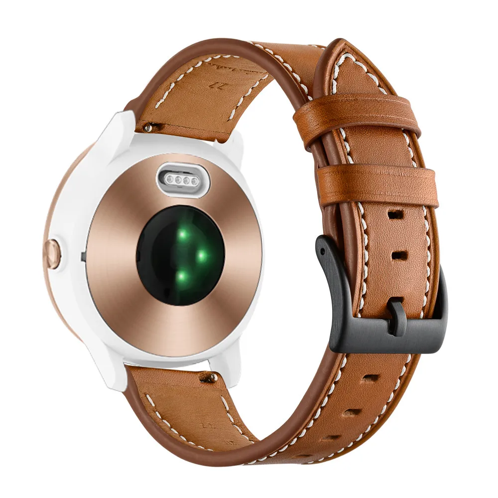 Для Garmin Vivoactive 3/Vivomove HR часы ремешок для мужчин/женщин кожаный ремешок браслет для samsung Galaxy Watch 42 мм/Active 2 1 ремень