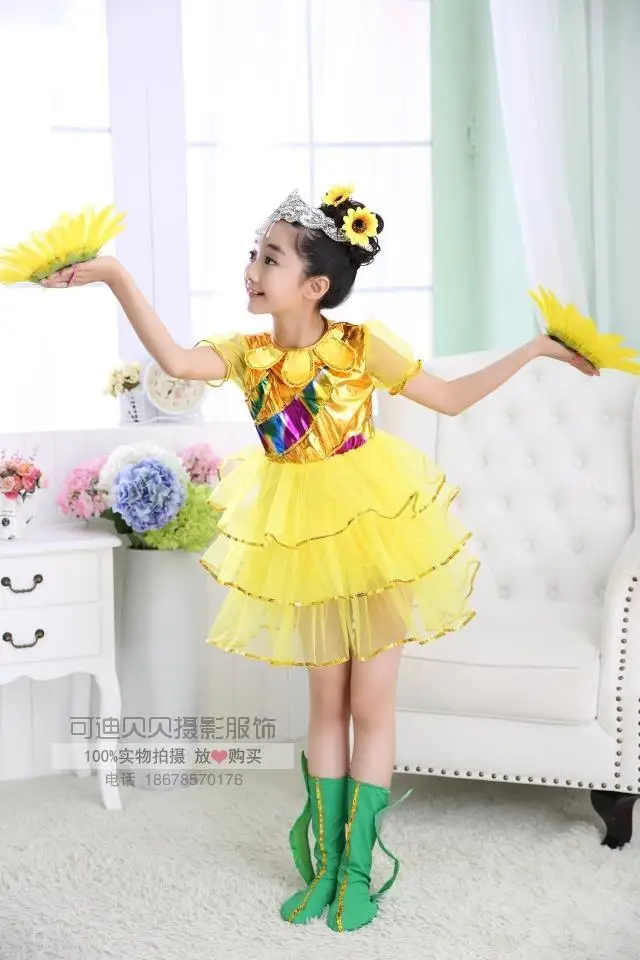 Одежда для маленьких девочек платье в виде подсолнуха детская одежда детское