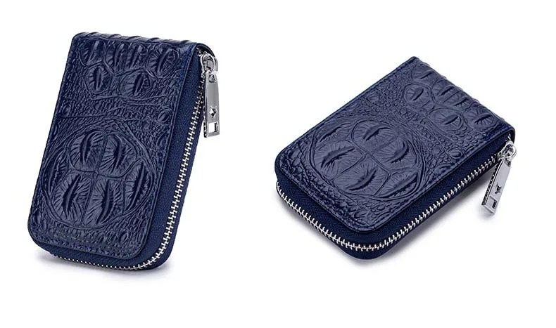Бренд GO-LUCK, натуральная кожа аллигатора, 14 бит, Женский кошелек для карт, Женский кошелек на молнии, круглый чехол для карт, кошелек, ручная сумка для монет