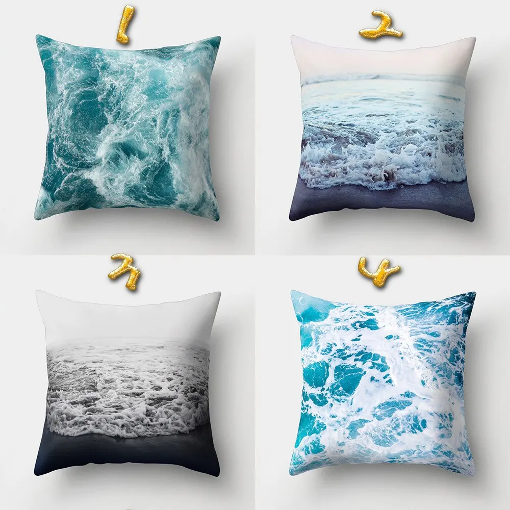 Лидер продаж из хлопка с рисунком на морскую тематику льняная подушка крышка