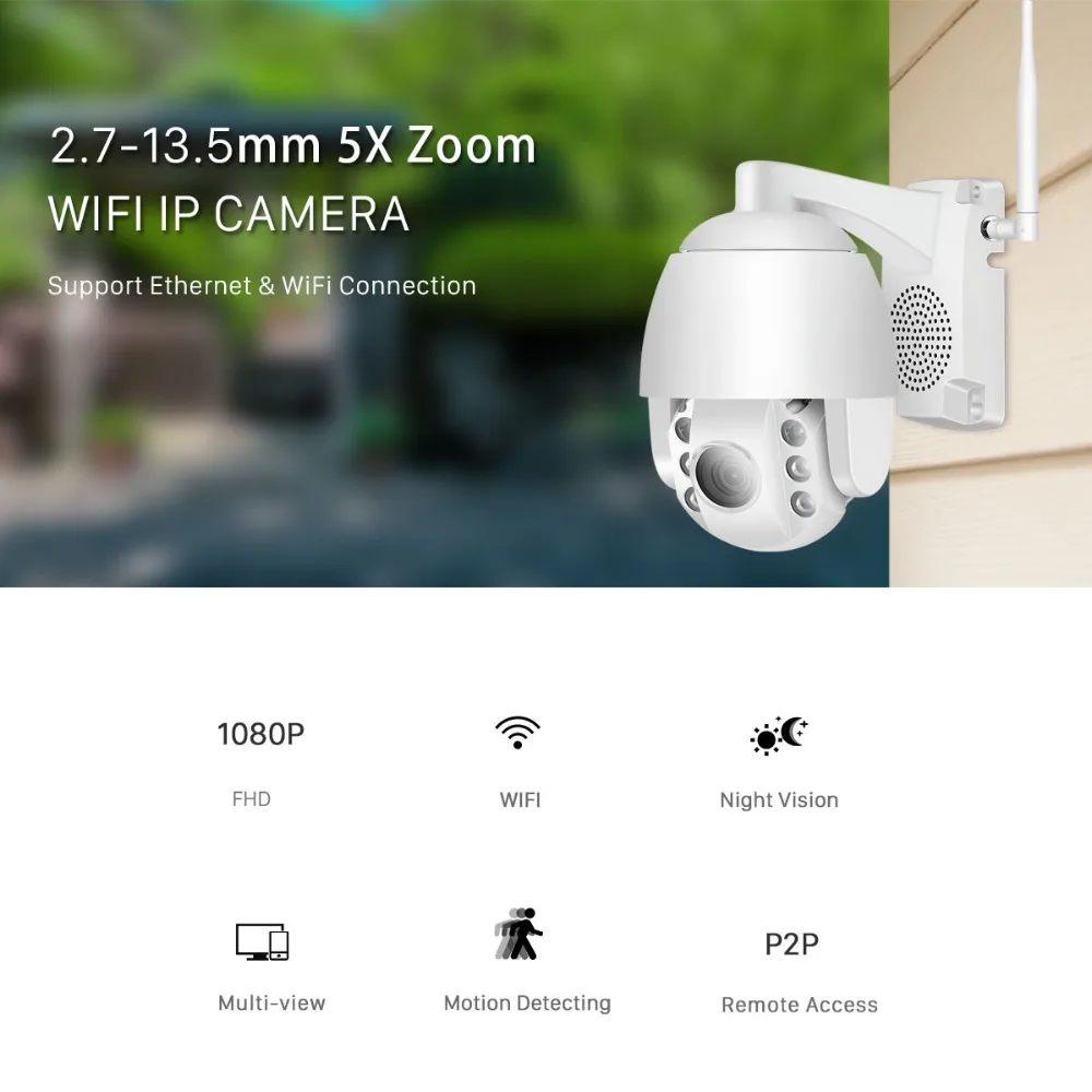 BESDER 1080 P 5x Авто Оптический зум Мини PTZ IP Камера SONY Сенсор ИК Ночное видение, Wi-Fi, Камера 2-полосная аудио системы наружной безопасности Камера