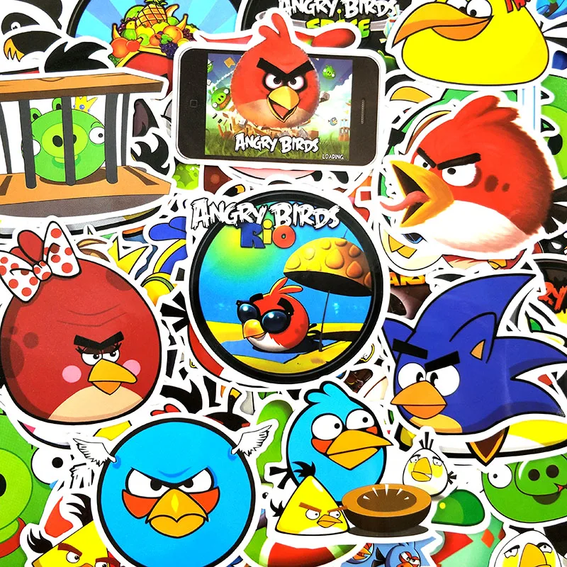 50 шт./упак. «Angry Bird» головоломки игры с рисунком из мультфильмов наклейки для мотоцикла Чемодан ноутбук велосипед скейтборд канцелярские наклейки для гитары
