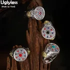 Бесглицевая 100% настоящая Серебряная вертушка в виде Будды, шесть слов, открытые кольца для мужчин, религиозное спиннинговое ювелирное изделие, бирюзовое кольцо