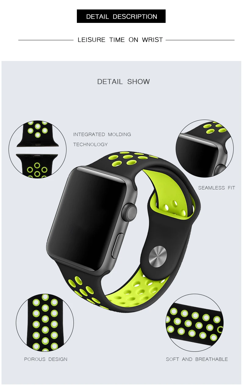 Черный/Вольт ремешок для часов для спортивного ремешка Nike 44 мм 40 мм Apple Watch 4 силиконовый браслет 42 мм 38 мм для Iphone Watch 2+ чехол