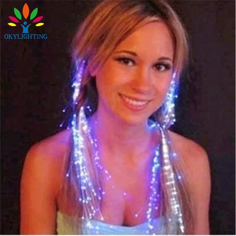 10 stks/partij Glow Knippert Haar Clip Flash LED Braid Show Party Decoratie Kleurrijke Luminous Vlecht Glasvezel Draad Haarspeld