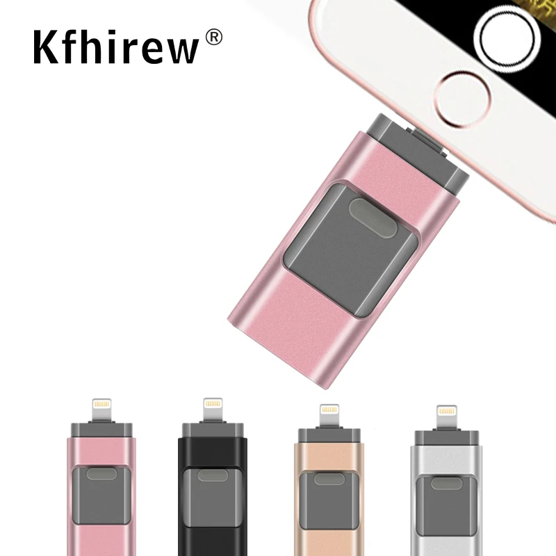 USB флеш-накопитель для iPhone X/8/7/7 Plus/6/6s/5/SE/ipad 3 в 1 флешка карта памяти 16 Гб 32 ГБ 64 128 usb 2