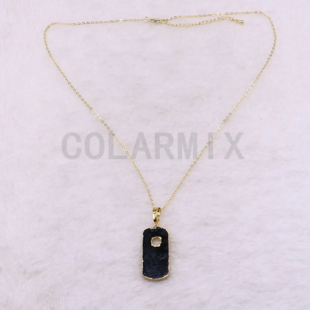High quality Obsidian stone pendant necklace natural rectangle wholesale jewelry gift for lady3618 | Украшения и аксессуары