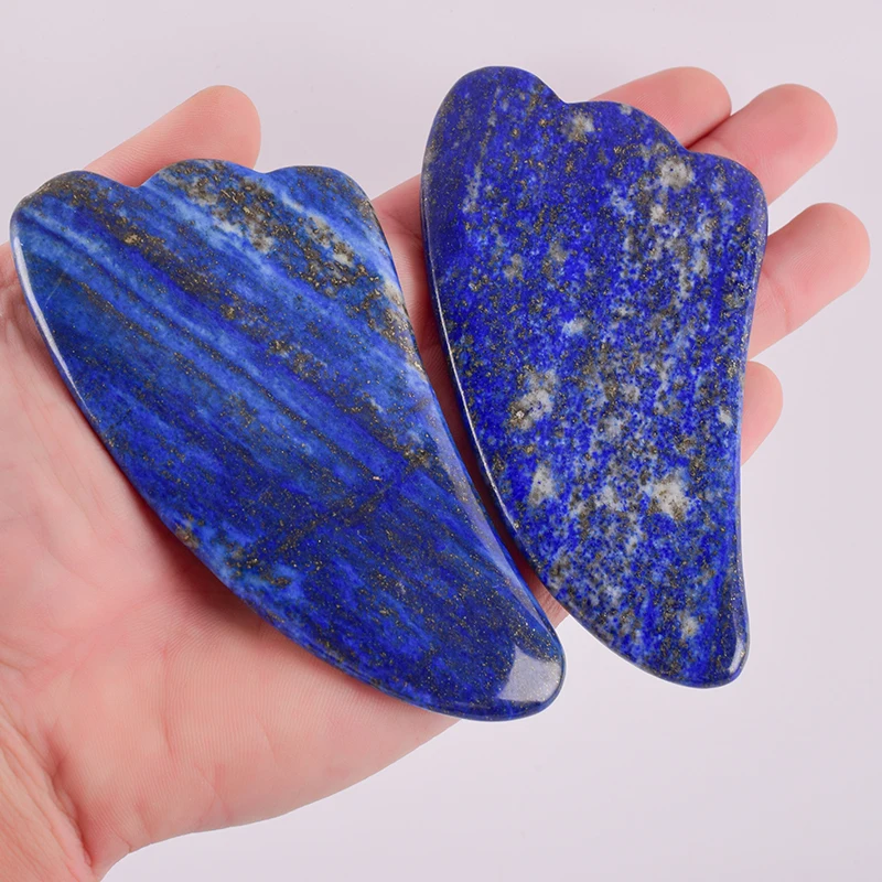 Драгоценный камень Gua Sha инструмент для массажа лица натуральный Лазурит спа иглоукалывание выскабливание Исцеление тела забота о здоровье красота макияж