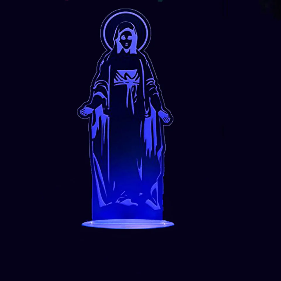 

Creative 3D Virgin Mary Modelling Night Light Usb 7 Color Visual Change Led God Table Lamp Kid Bedroom Sleep Light Fixture Decor