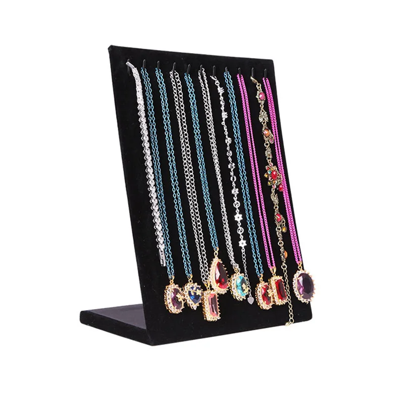 11 Hook L-type Velvet Necklace Display ShowCase Holder Women Ladies Jewelry Organizer Necklaces Stand | Украшения и аксессуары
