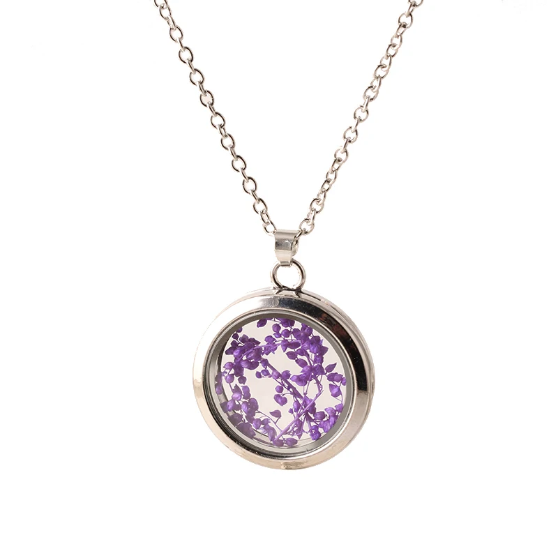 2016 Fashion Round Disk Silver Plated Grass Specimen Statement Glass Wishing Bottle Necklaces for Women Love Gift Jewelry N2171 | Украшения