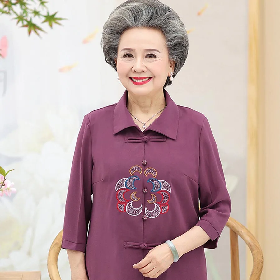 Женская рубашка среднего возраста в китайском стиле свободный костюм для мамы и