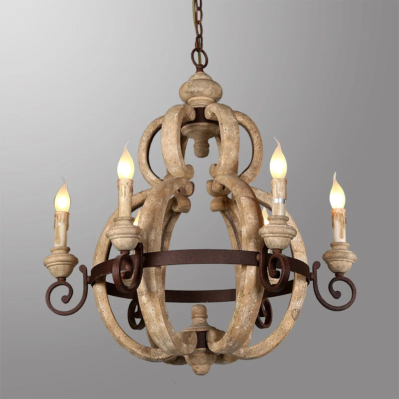 Koop Amerikaanse Stijl Retro Kroonluchter Originaliteit Oude Woonkamer Eetkamer Verlichting Massief Houtsnijwerk Decoratieve Lampen Lantaarns