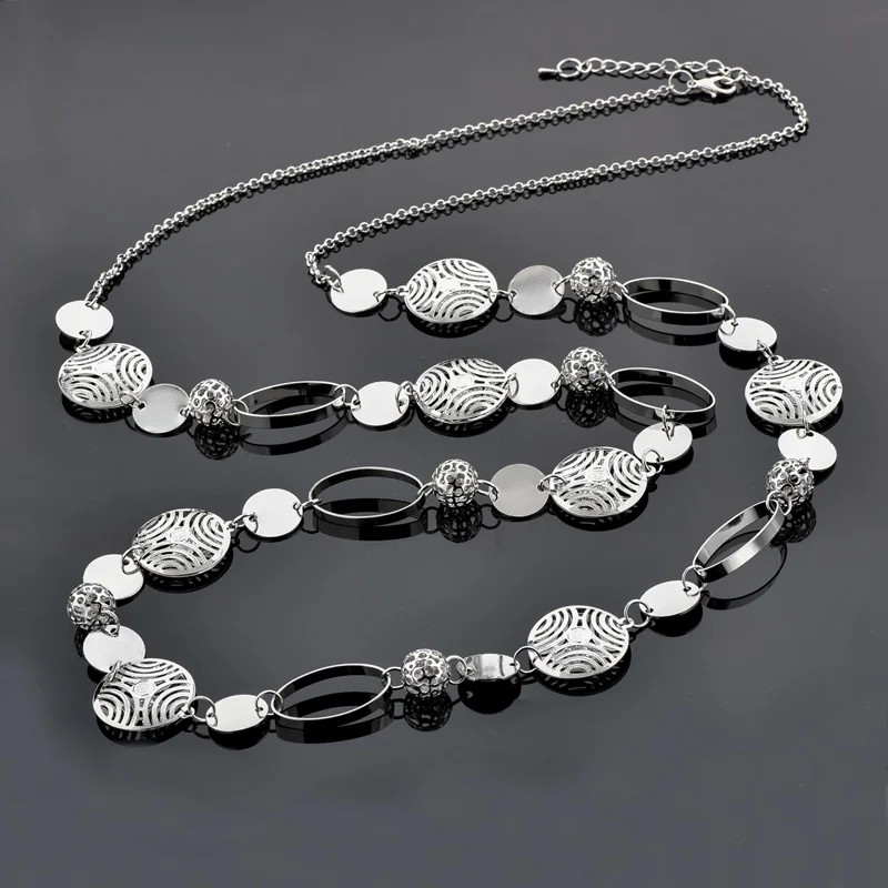 ATTRACTTO Silver Statement Stainless Steel Necklace Pendants Charms For Women Dainty Chain Bohemian Jewelry SNE180013 | Украшения и