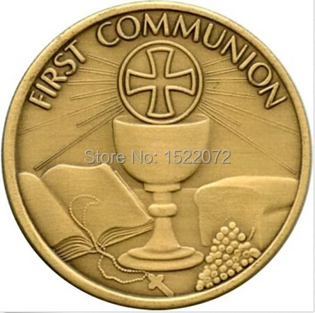 

High quality and low price First Communion Bronze Engravable Medallion coins cheap custom antique bronze medals coins