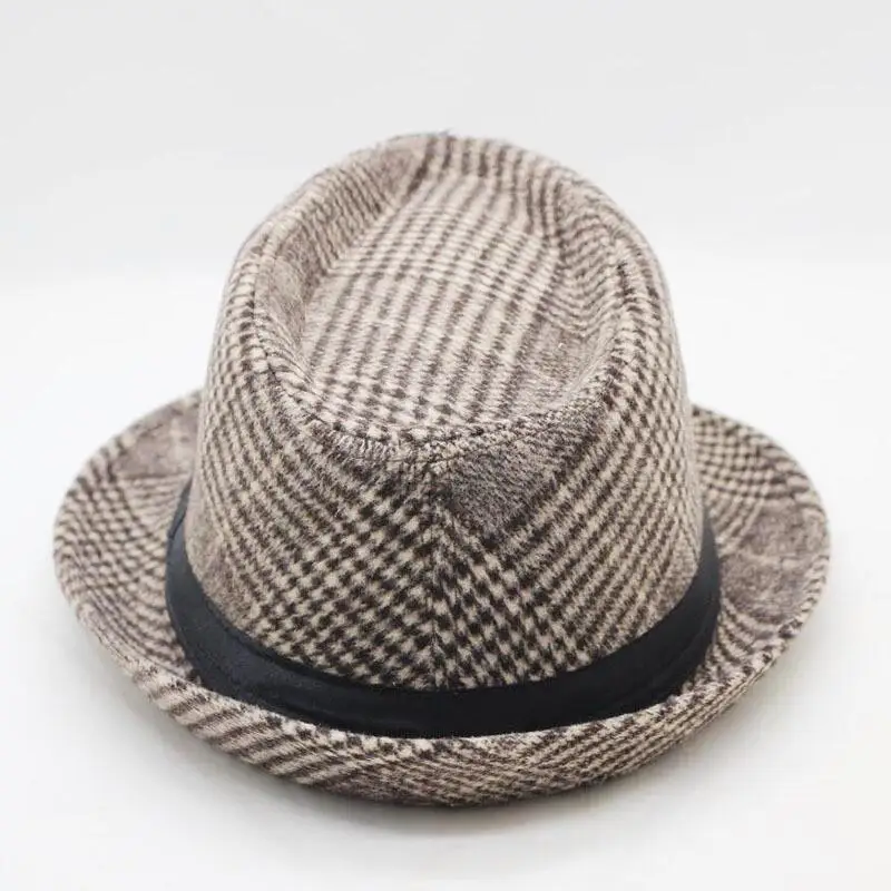 Винтажный клетчатый рисунок фетровые шляпы для женщин и мужчин Повседневные