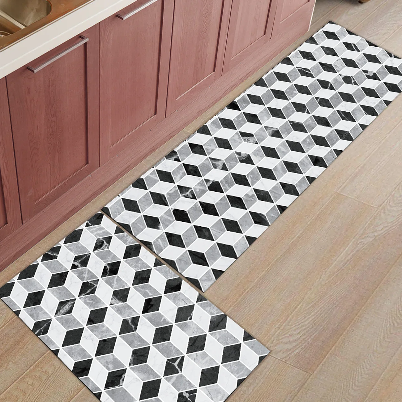 Черный и серый геометрический мрамор Pattern1Doormats для входного пути аксессуары