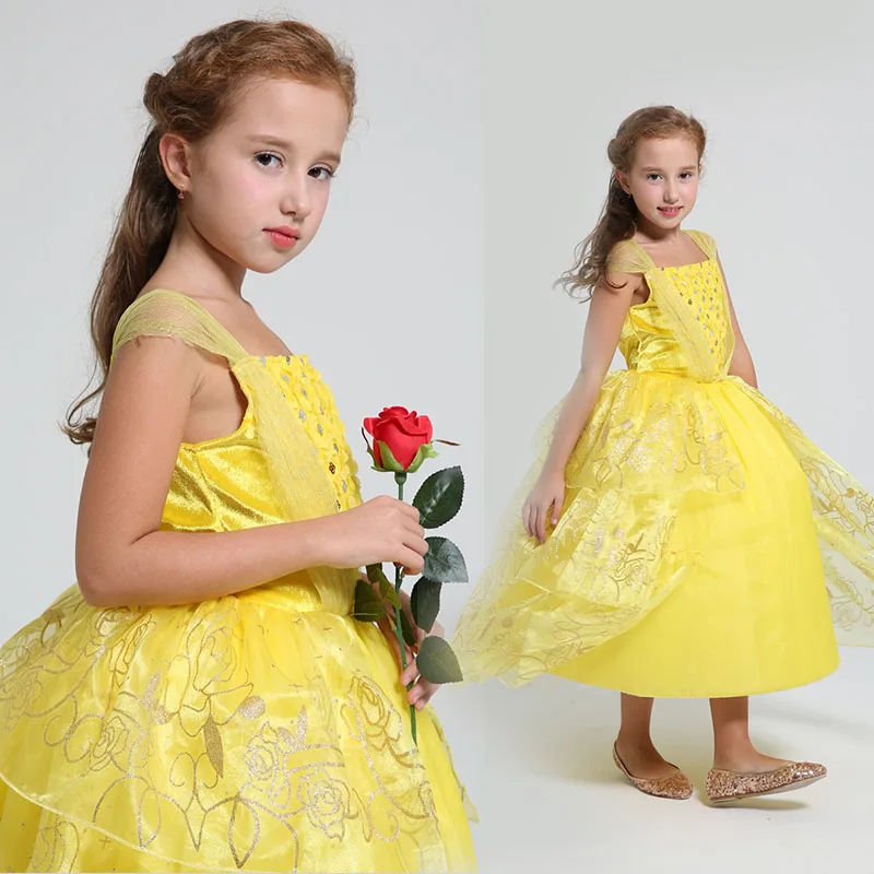 Belle Dress Halloween Baby Girls Children Yellow Party Costume Clothing | Тематическая одежда и униформа