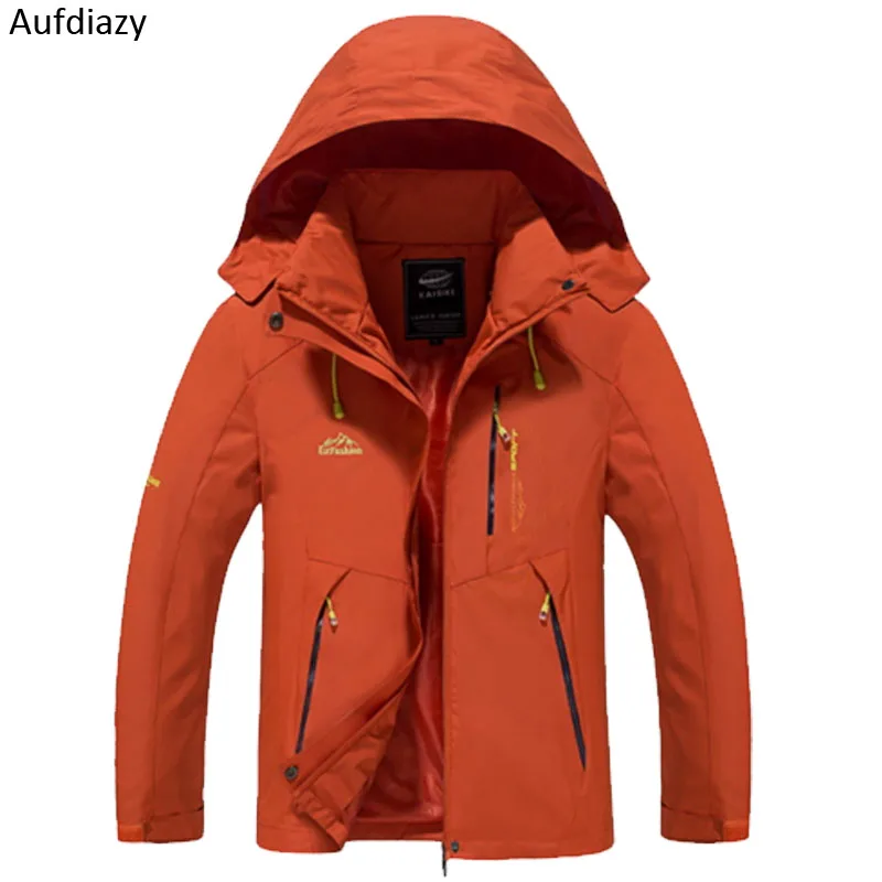 Men Orange Aufdiazy уличные походные куртки мужские женские демисезонные водонепроницаемые пальто для кемпинга Треккинга Альпинизма туризма ветровка JM095 - Цвет: Men Orange