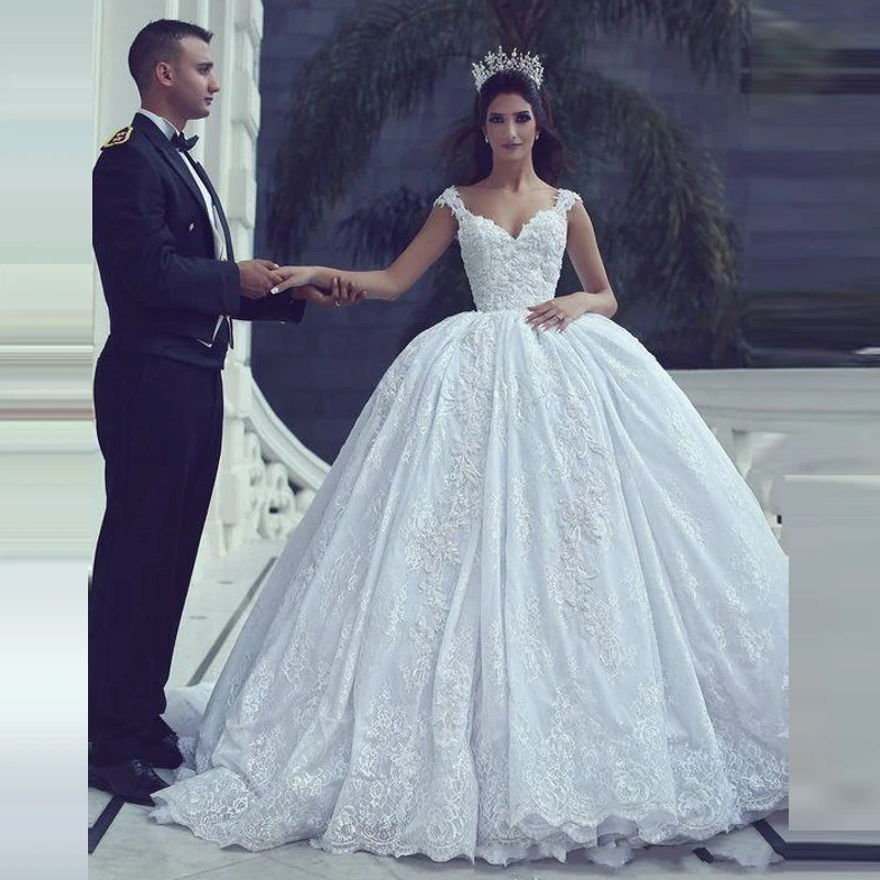 Дубай невесты платья casamento кружева аппликация на заказ без рукавов trouwjurk белые