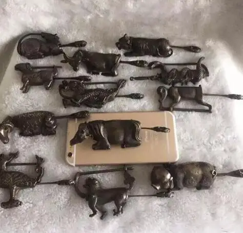 WBY старая китайская народная домашняя Бронзовая статуя зодиака 12 лет собирает