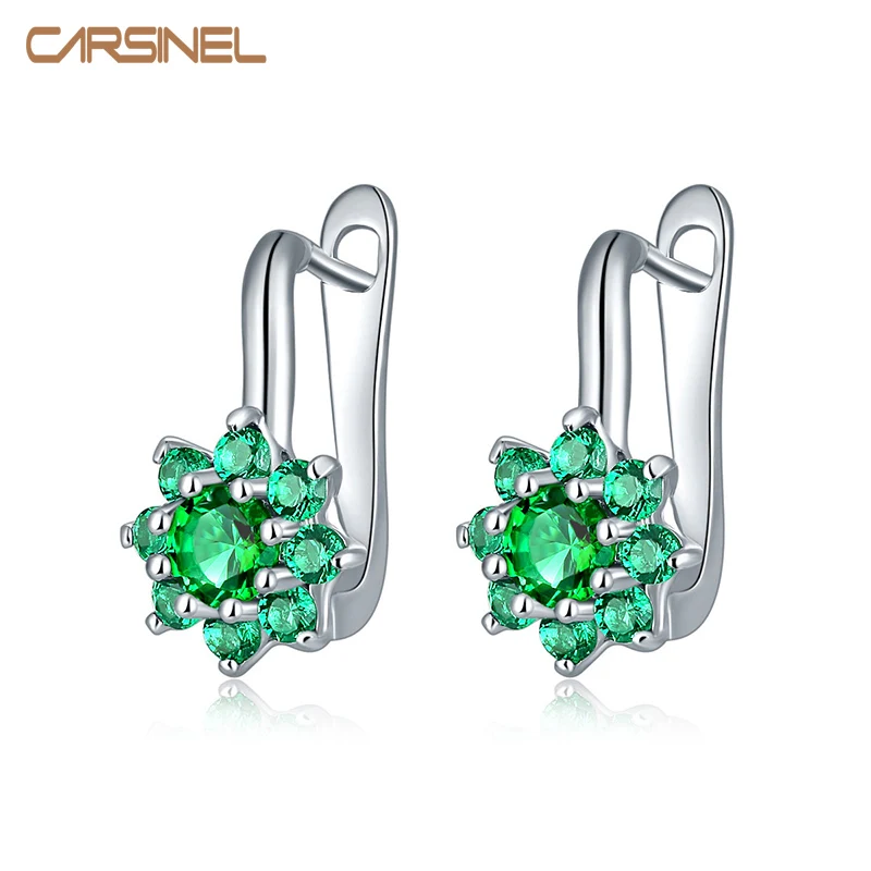 CARSINEL высококачественные серебряные серьги с фианитами женские модные свадебные