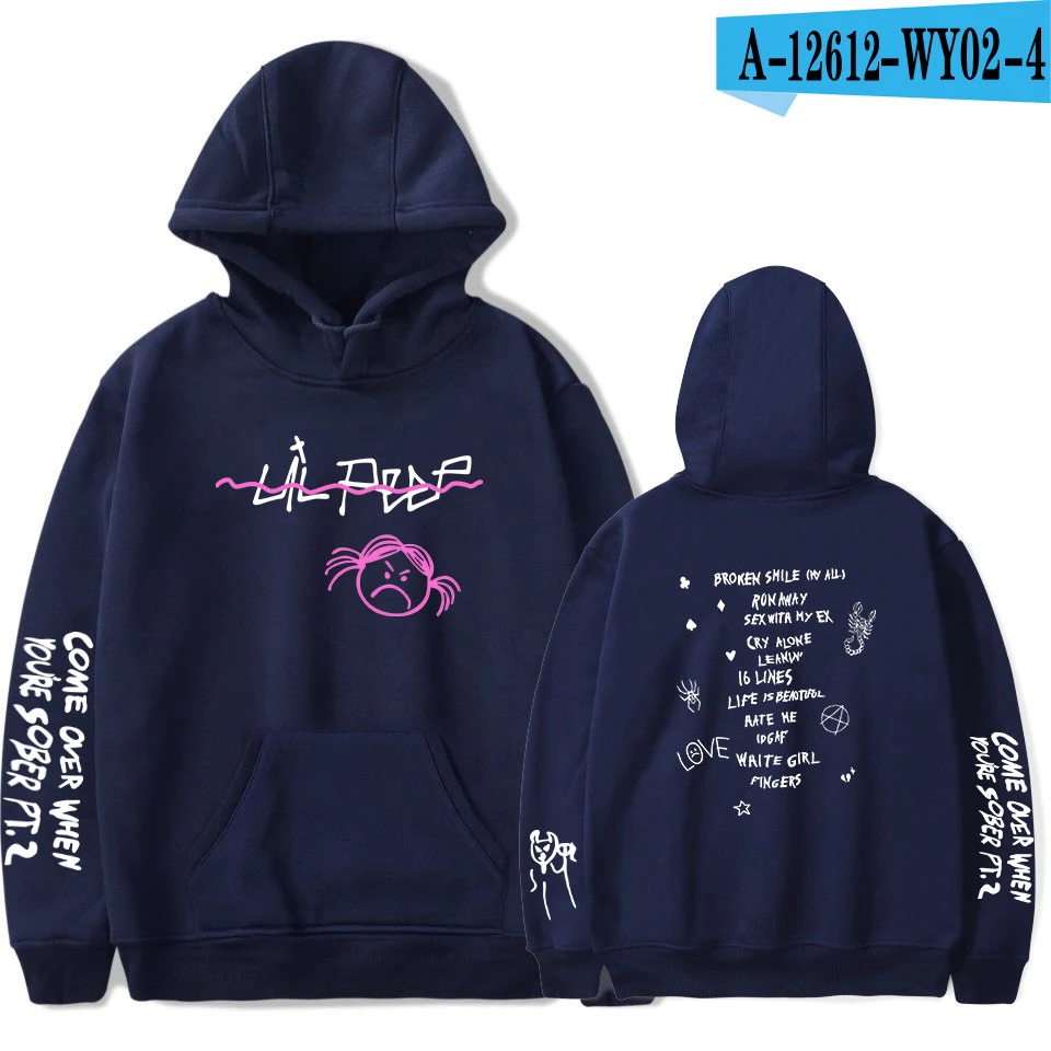 Navy blue Lil Peep HEllBOY толстовки мужские/женские модные толстовки с капюшоном новые Lil Peep Fans Harajuku Хип-Хоп Уличная одежда 4XL - Цвет: Navy blue