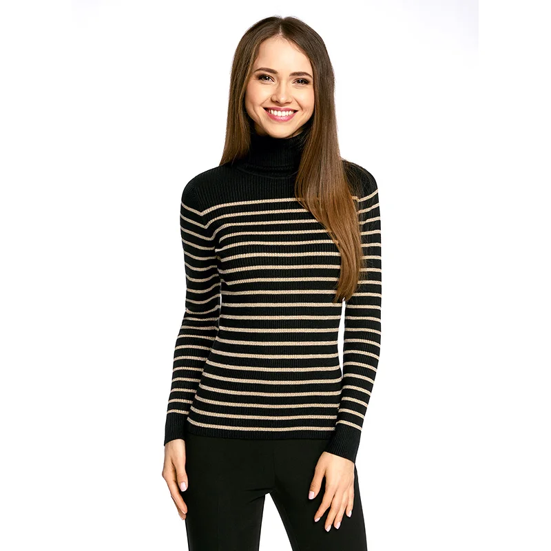 oodji Свитер приталенного силуэта в полоску женский 74412573 46531|female sweater|sweater female |