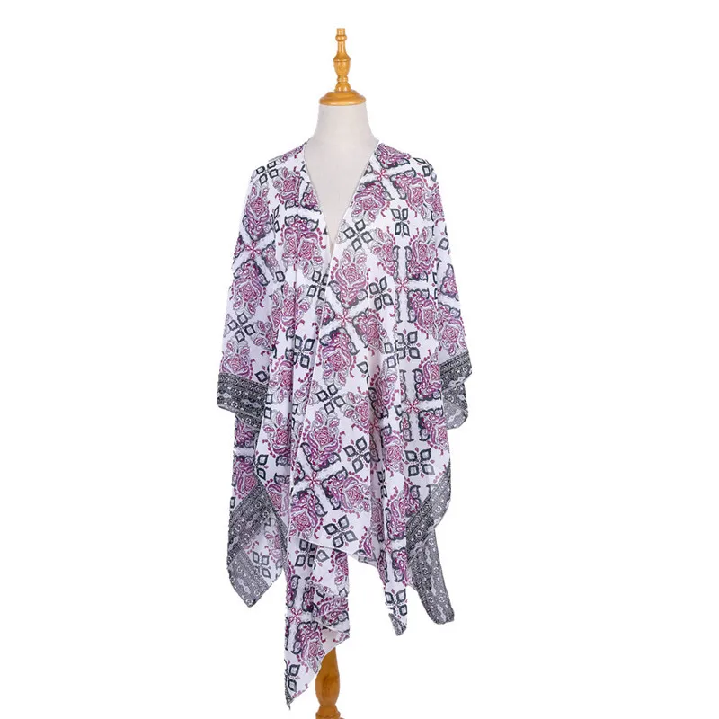 Женское пляжное полотенце-бикини Большие шали и накидки с цветочным принтом на