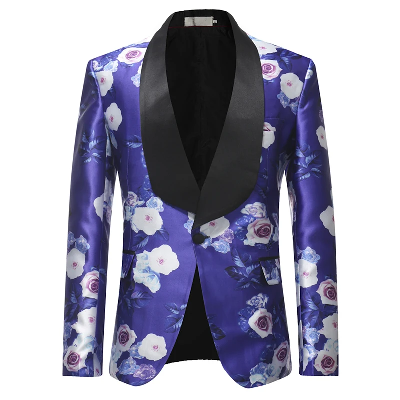 YUNCLOS Свадебные Мужские костюмы из 2 предметов с воротником-шалью цветочным
